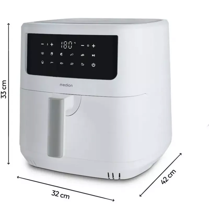 MEDION Air Fryer Life MD 11750 P10 XL (Matowa biel, 2150 W, kosz 6,8 L)