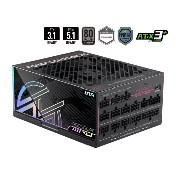 MSI MPG Ai1300TS PCIE5 1300W ATX 3.0 80 PLUS Gold Full Modular Power Supply, Czarny