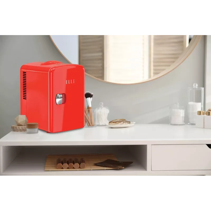 ELLE Home ESDAF101RDEU Mini Lodówka 4L Czerwona