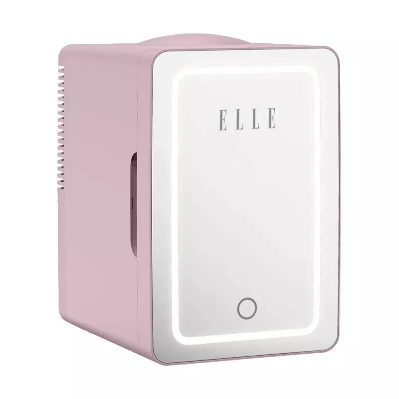 ELLE Home ESDAF01PUEU Mini Lodówka z Lustrem LED do Makijażu 6L Fioletowa