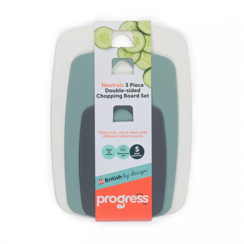 Progress BW13976G Neutrals 3-częściowy dwustronny zestaw desek do krojenia