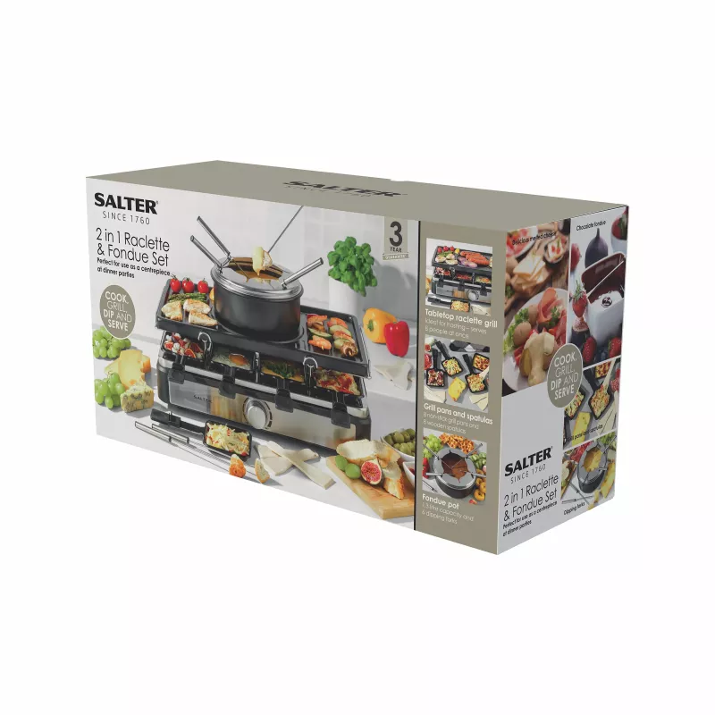 Salter EK4513VDE 2 w 1 Zestaw Raclette i Fondue