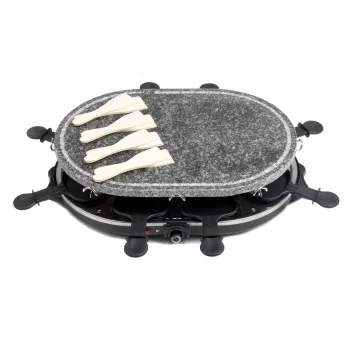 Giles & Posner EK1872GV2VDE Stolowy Grill Raclette z Kamieniem - 1200W, dla 8 osób, Czarny/Szary