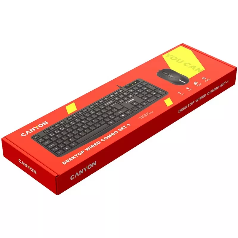 CANYON SET-1 EN Wired Keyboard and Mouse Combo Black