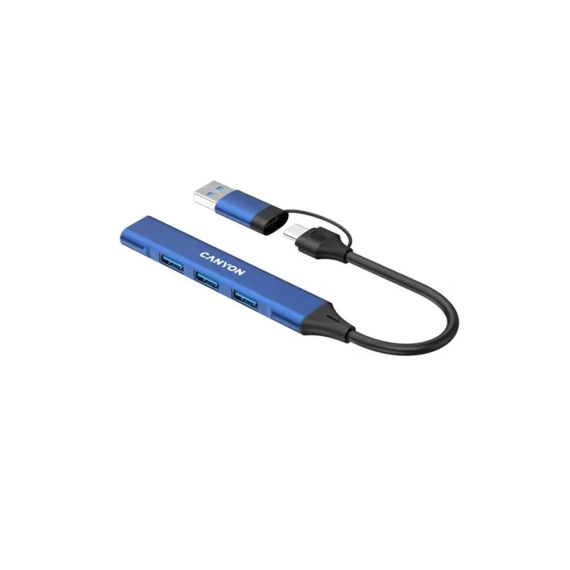 CANYON DS-02 4-w-1 Hub USB-A/C Niebieski