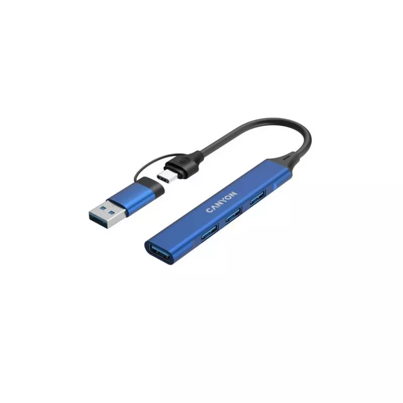 CANYON DS-02 4-w-1 Hub USB-A/C Niebieski