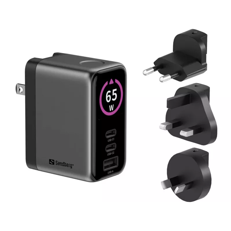 SANDBERG Travel Charger PD65W Display