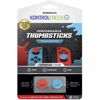 SteelSeries KontrolFreek Performance Thumbsticks Splash (Czerwony/Niebieski, 2 sztuki, do Nintendo Switch Joy-Cons i Nintendo Switch Lite)