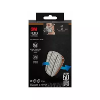 3M 6055 A2 Filtr przeciwgazowy do masek oddechowych, 4 pary (8 filtrów), EN 14387:2004 + A1:2008