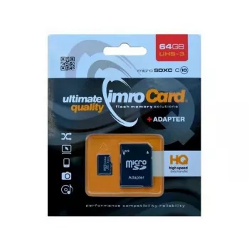 Imro microSDXC 64GB Karta pamięci + Adapter SD UHS-I U3 V30