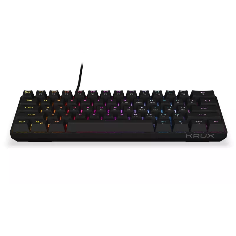 Klawiatura mechaniczna KRUX Qara 60% Gateron Yellow RGB USB-C Czarny
