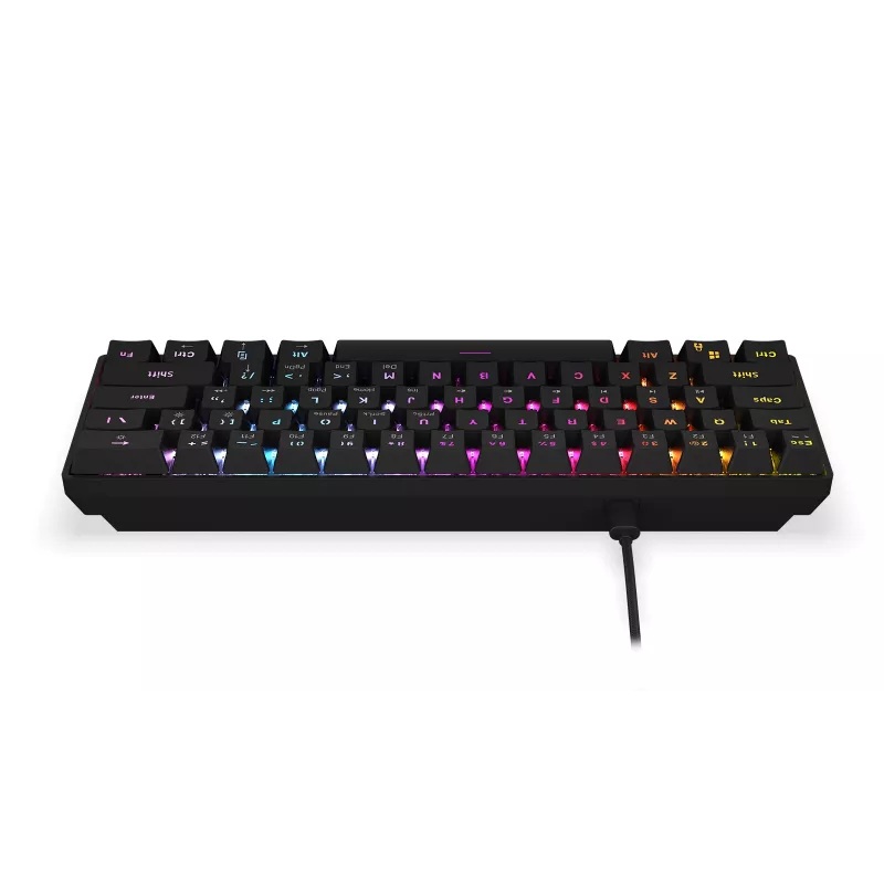 Klawiatura mechaniczna KRUX Qara 60% Gateron Yellow RGB USB-C Czarny