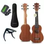Zestaw ukulele sopranowego MOZOS GECKO - Naturalne drewno, 12 progów, struny nylonowe, w zestawie pokrowiec, tuner, kostki, pasek, zapasowe struny, ściereczka do czyszczenia