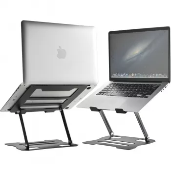 MOZOS N2-BK Ergonomiczna Podstawka pod Laptop - Czarna, Regulowana Wysokość, Składana, Aluminiowa