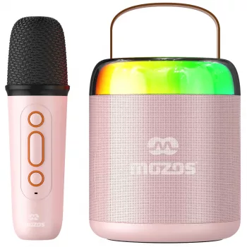 MOZOS MK Różowy Mikrofon Karaoke z Głośnikiem Bluetooth
