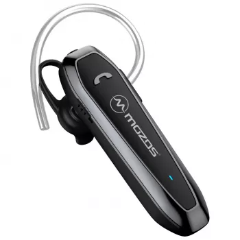 MOZOS F8 Bezprzewodowy zestaw słuchawkowy Bluetooth 5.0 z redukcją szumów, douszny z zaczepem na ucho, do 12 godzin rozmów, połączenie wielopunktowe, czarny