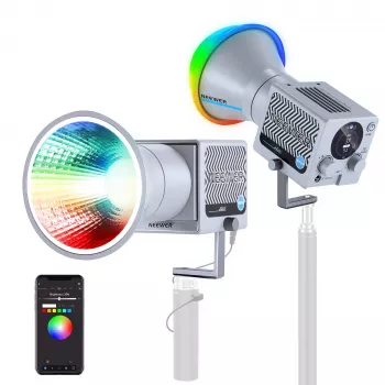 NEEWER HS60C 60W RGB COB LED światło wideo, 8700 Lux, CRI 97+, sterowanie aplikacją/2.4G