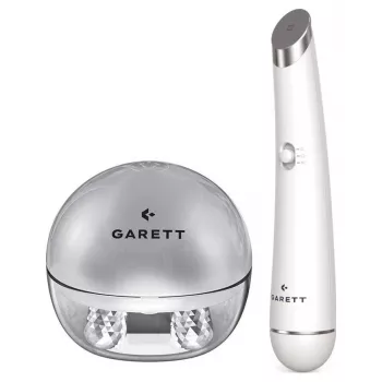 Garett Beauty Pretty Face + Glow Eye White - Wielofunkcyjne urządzenie do pielęgnacji twarzy i okolic oczu z terapią LED, oczyszczaniem, masażem