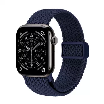 Crong Wave Band Pleciona Nylonowa Pętla Solo do Apple Watch 44/45/46/49 mm (Granatowy)
