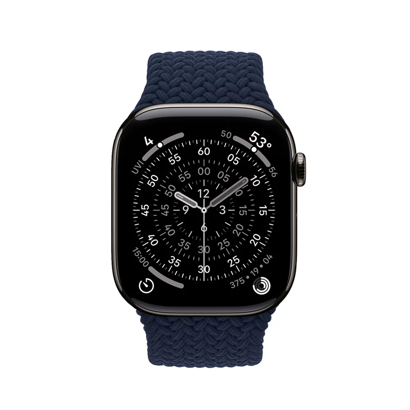 Crong Wave Band Pleciona Nylonowa Pętla Solo do Apple Watch 44/45/46/49 mm (Granatowy)