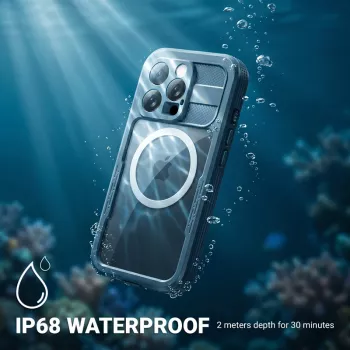 Crong Seal Cover Wodoodporna Obudowa IP68 dla iPhone 16 Pro (Marine)