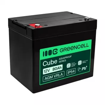 GREEN CELL Greencell AGM VRLA 12V 80Ah Akumulator bezobsługowy do UPS, wag, kamperów (260x168x216mm)