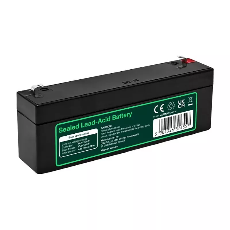 Greencell AGM VRLA 12V 2.5Ah Bateria bezobsługowa do kas fiskalnych, zabawek (178x36x66mm)