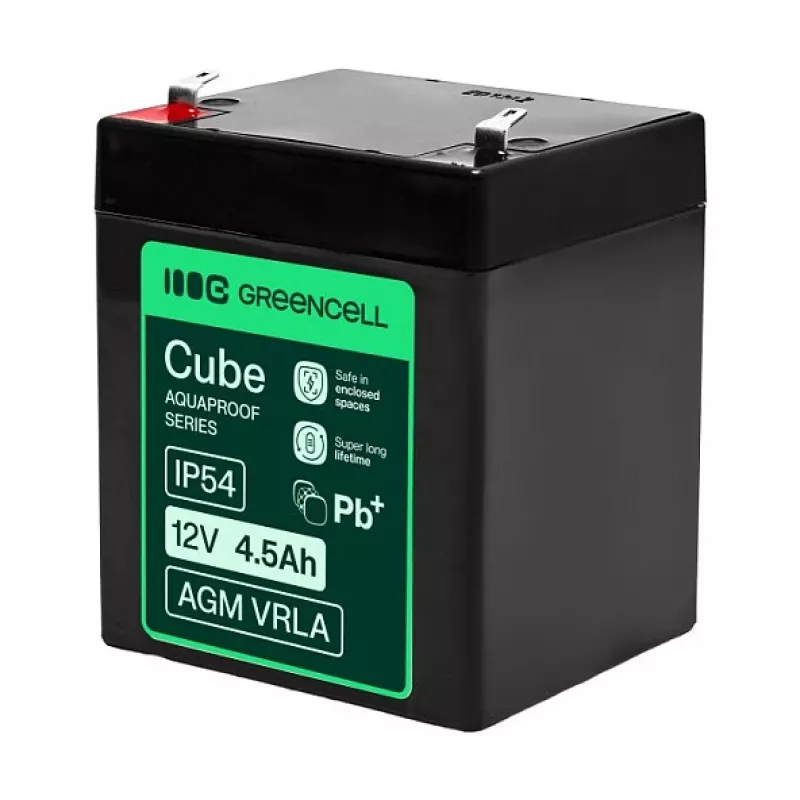 Akumulator Greencell AGM VRLA 12V 4,5Ah bezobsługowy do kas fiskalnych, zabawek, kamer (90x70x106mm)