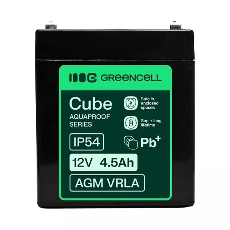 Akumulator Greencell AGM VRLA 12V 4,5Ah bezobsługowy do kas fiskalnych, zabawek, kamer (90x70x106mm)