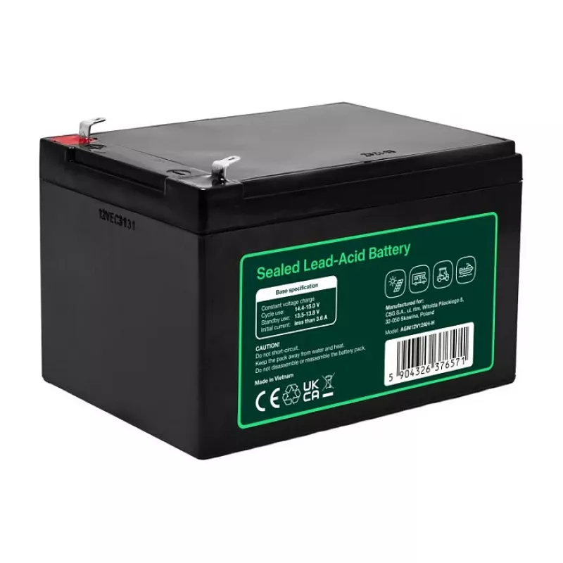Greencell AGM VRLA 12V 12Ah Bateria bezobsługowa do kas fiskalnych, zabawek, kamer (151x98,5x95mm)