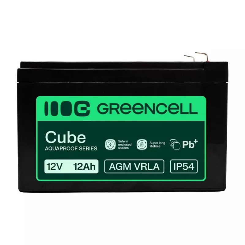 Greencell AGM VRLA 12V 12Ah Bateria bezobsługowa do kas fiskalnych, zabawek, kamer (151x98,5x95mm)