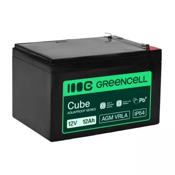 Greencell AGM VRLA 12V 12Ah Bateria bezobsługowa do kas fiskalnych, zabawek, kamer (151x98,5x95mm)