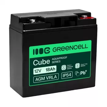 Akumulator Greencell AGM VRLA 12V 18Ah bezobsługowy do kas fiskalnych, zabawek, kamer (181x77x167mm)