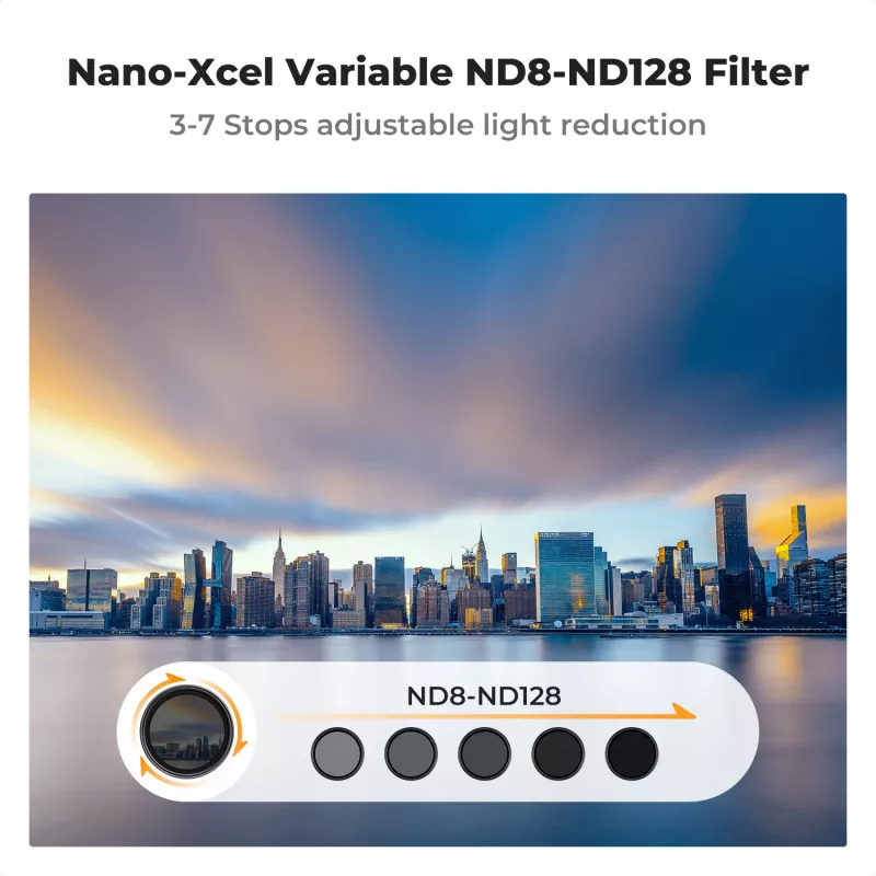 KF X Fader Variable ND Filter 37mm ND8-ND128 Grey