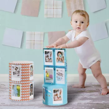 LOVEINSTANT Składana Kostka na Zdjęcia na 24 Odbicia Instax Mini - Błękit Morski