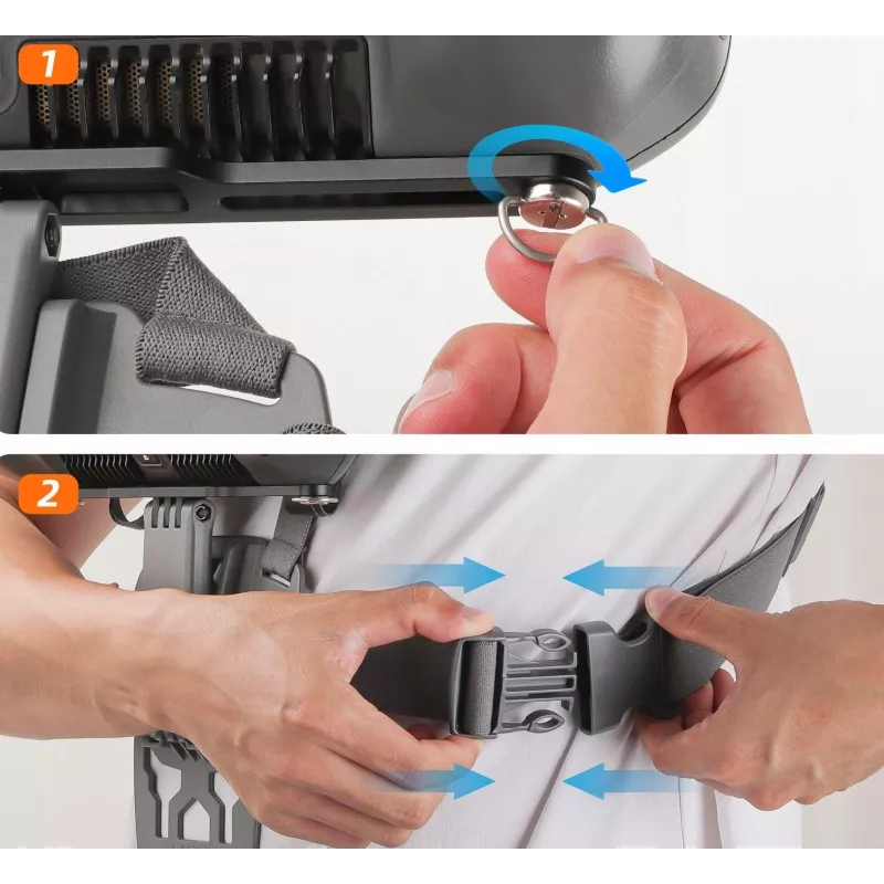 SUNNYLIFE Pasek na klatkę piersiową do kontrolera DJI RC Plus - Czarny