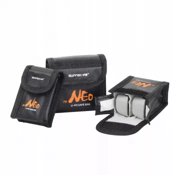 SUNNYLIFE Fireproof LiPo Battery Storage Bag dla DJI Neo / Neo 2, mieści 3 baterie, czarny
