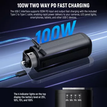 Uchwyt z power bankiem NEEWER PH74E 100W do lampy COB LED USB-C DC