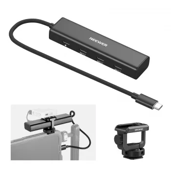 NEEWER PS020E USB-C Hub 4-in-1 z 5x USB-C 10Gbps 100W PD, mocowaniem do buta zimnego i gwintem 1/4 inch