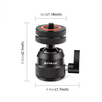 Głowica kulowa PULUZ do aparatu 3D, gwint 1/4 inch, 2x stopka ISO, do 3 kg, PU1057B