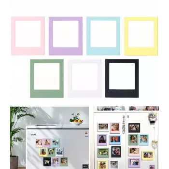 LOVEINSTANT Zestaw magnetycznych ramek na zdjęcia 7 sztuk, magnes do Polaroid I-Type 600 SX-70, czarny