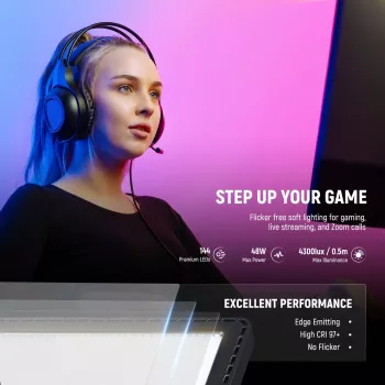 Panel świetlny LED RGB NEEWER GL1C 48W z regulowanym statywem, CRI≥97, sterowanie 2.4G i aplikacją do streamingu i gier