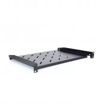 RACKTEL RL-PD600S 1U 19-calowa przednia półka montażowa do szafy, głębokość 600 mm, nośność 20 kg, czarna (RAL 9005)