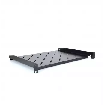 RACKTEL RL-PD600S 1U 19-calowa przednia półka montażowa do szafy, głębokość 600 mm, nośność 20 kg, czarna (RAL 9005)