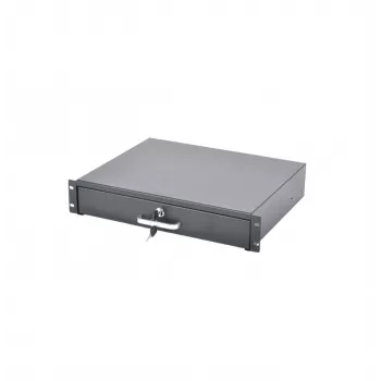 RACKTEL RL-SZ2U 2U Rack Drawer - 19-calowa stalowa szuflada na szafę z zamkiem, czarny (RAL 9005)
