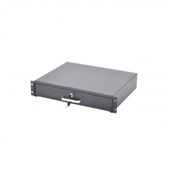 RACKTEL RL-SZ2U 2U Rack Drawer - 19-calowa stalowa szuflada na szafę z zamkiem, czarny (RAL 9005)