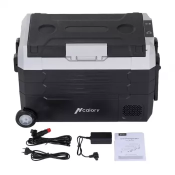 HCALORY D55M+ Lodówka samochodowa z Bluetooth, 55L, kompresor, -20°C do +20°C, DC 12V/24V, AC 100-240V, czarny