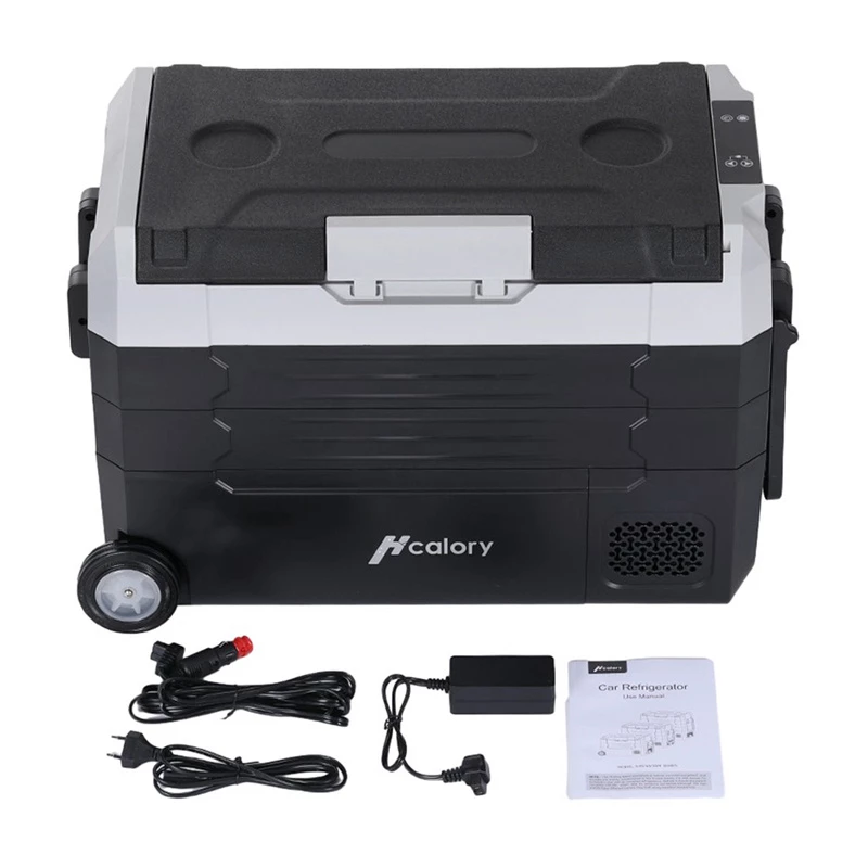 HCALORY D55M+ Lodówka samochodowa z Bluetooth, 55L, kompresor, -20°C do +20°C, DC 12V/24V, AC 100-240V, czarny