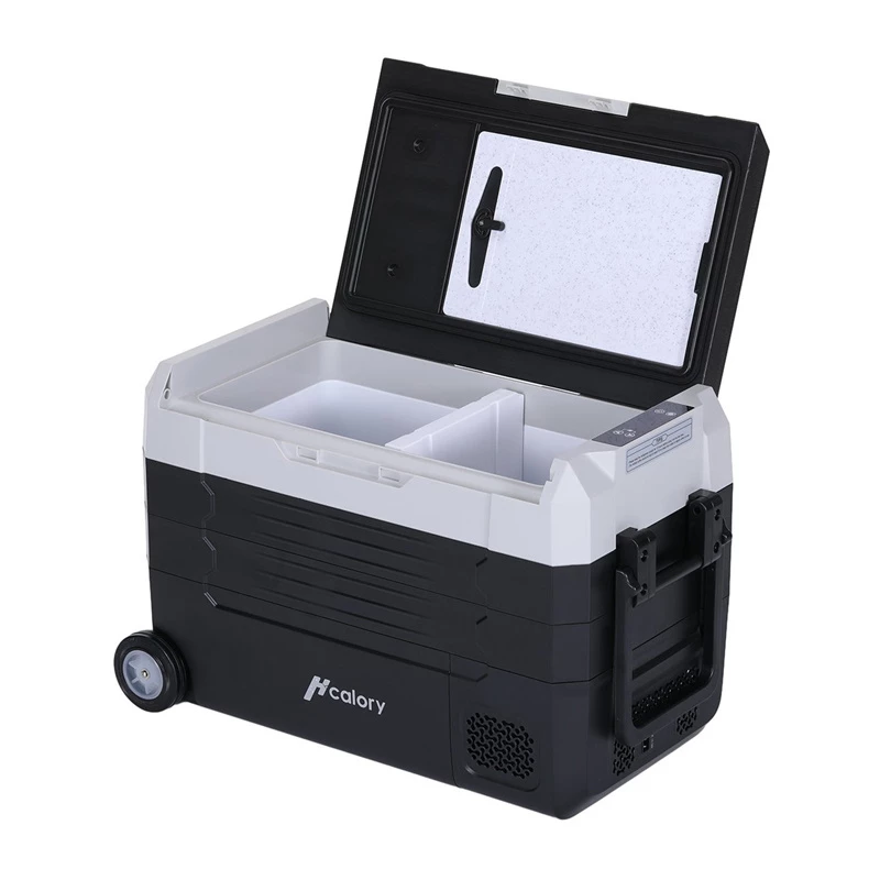 HCALORY D55M+ Lodówka samochodowa z Bluetooth, 55L, kompresor, -20°C do +20°C, DC 12V/24V, AC 100-240V, czarny