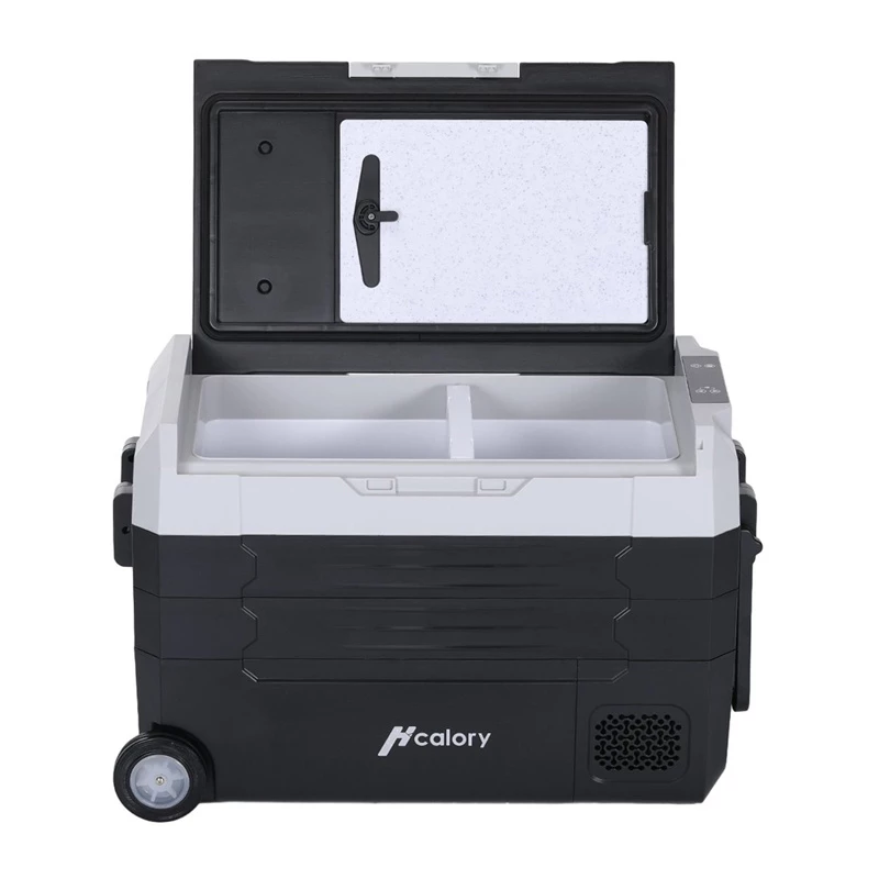 HCALORY D55M+ Lodówka samochodowa z Bluetooth, 55L, kompresor, -20°C do +20°C, DC 12V/24V, AC 100-240V, czarny